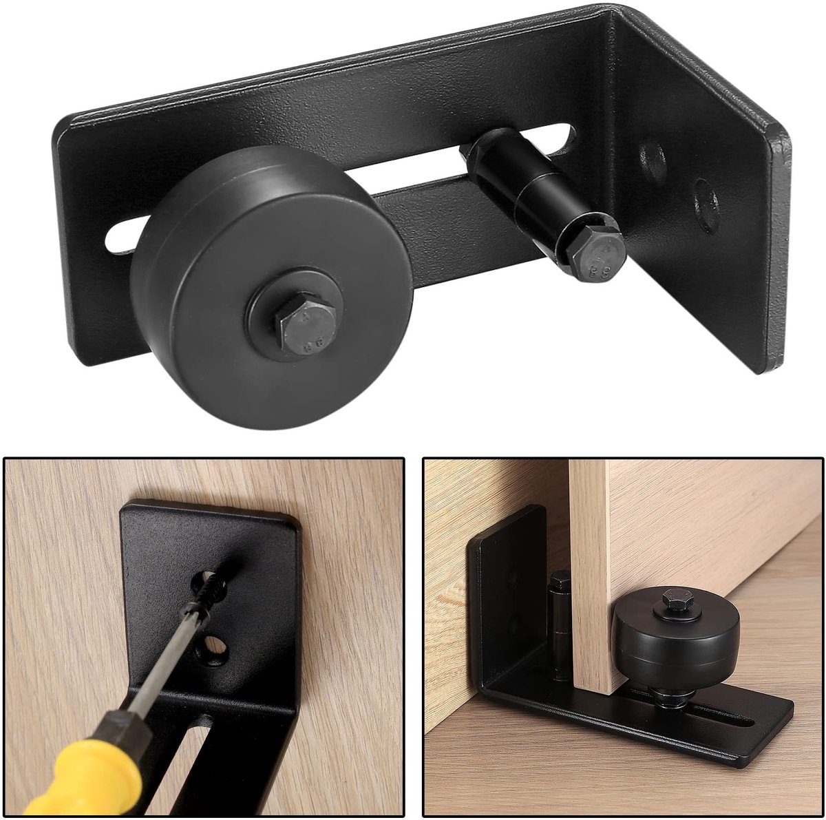 aladdien - Sliding Door Bottom Guide - Verstelbare Deurgids - Voor een soepele werking - Zwart - Deursysteem - Geschikt voor alle schuifdeuren - Hoo..