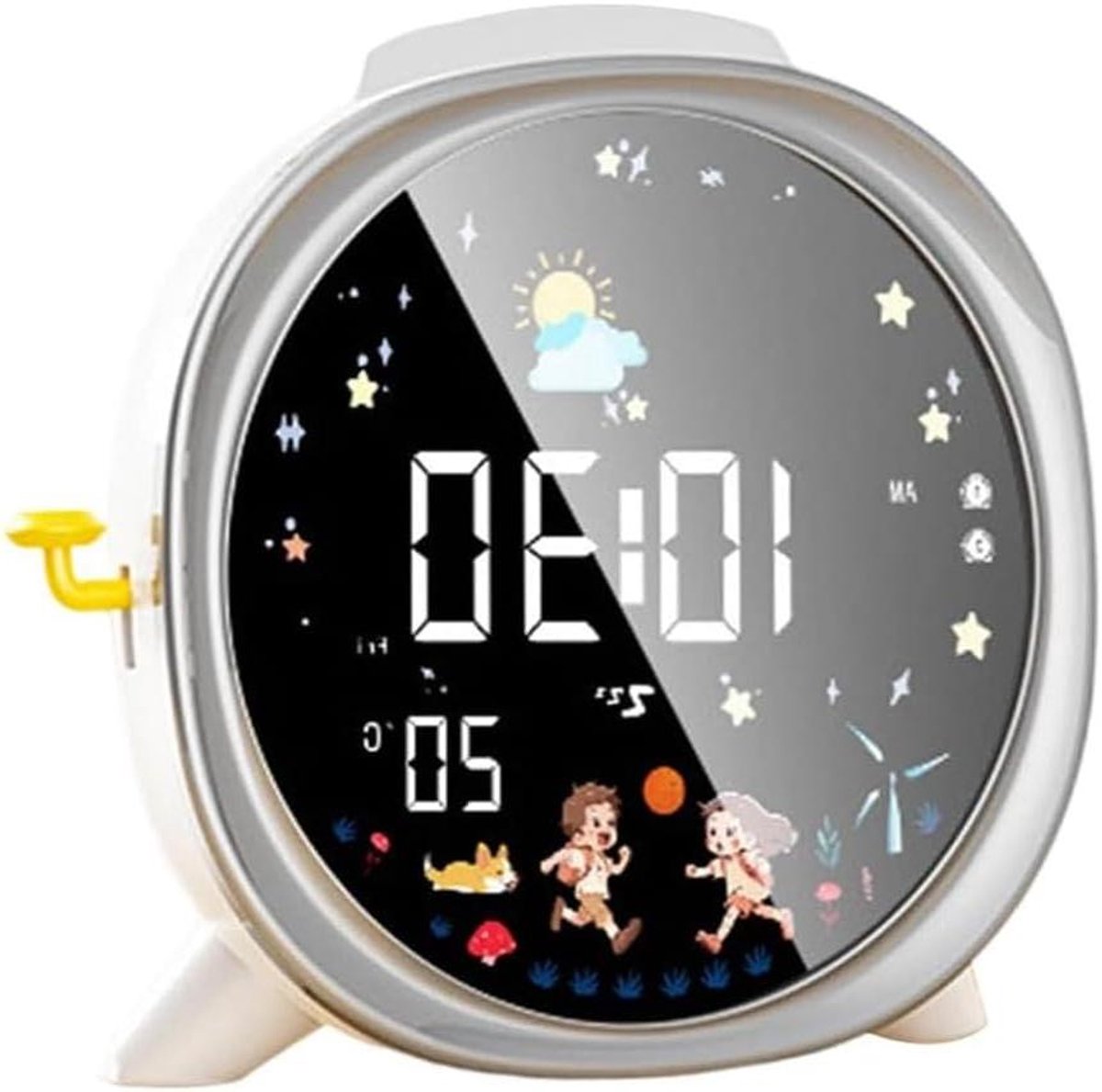 Digitale Wekker - Nachtlamp Klok - Wakker Worden - Dubbel Alarm - LCD Display - Zilver