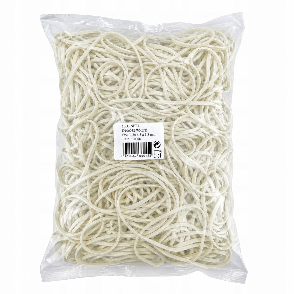 Elastiekjes 1 KG Wit – ±1000 Stuks – 51mm – Sterke Rubber Elastieken