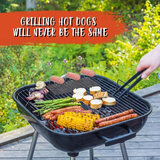 4 Stuks BBQ-worsthouder – Roestvrijstaal – Grappig Ontwerp – Ideaal Voor Buiten Koken En Kamperen