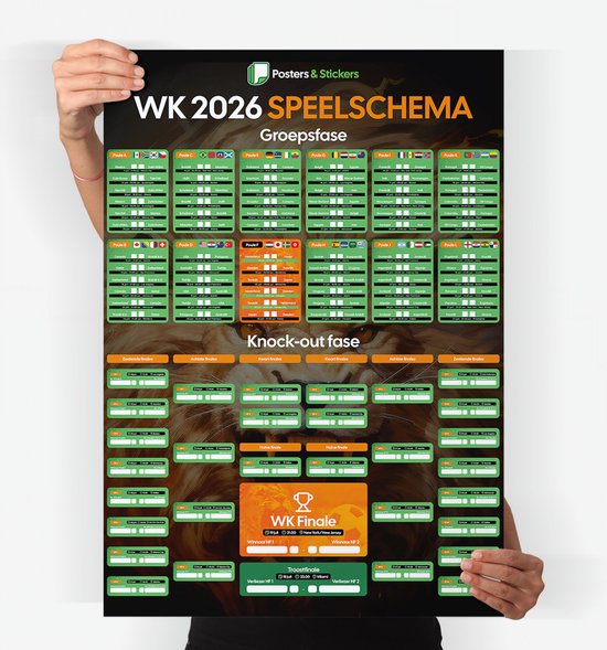 WK speelschema poster 2026 | Invulbaar Speelschema | Overzicht van alle wedstrijden | A3 formaat | 29,7 x 42 cm | wk poster 2026 schema