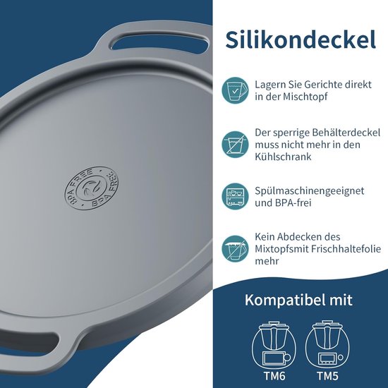 Keukenmachine Deksel - Mixer Accessoire - Vers Houden - Vaatwasserbestendig - 19 x 23 cm - Grijs van Merkloos — afbeelding 2