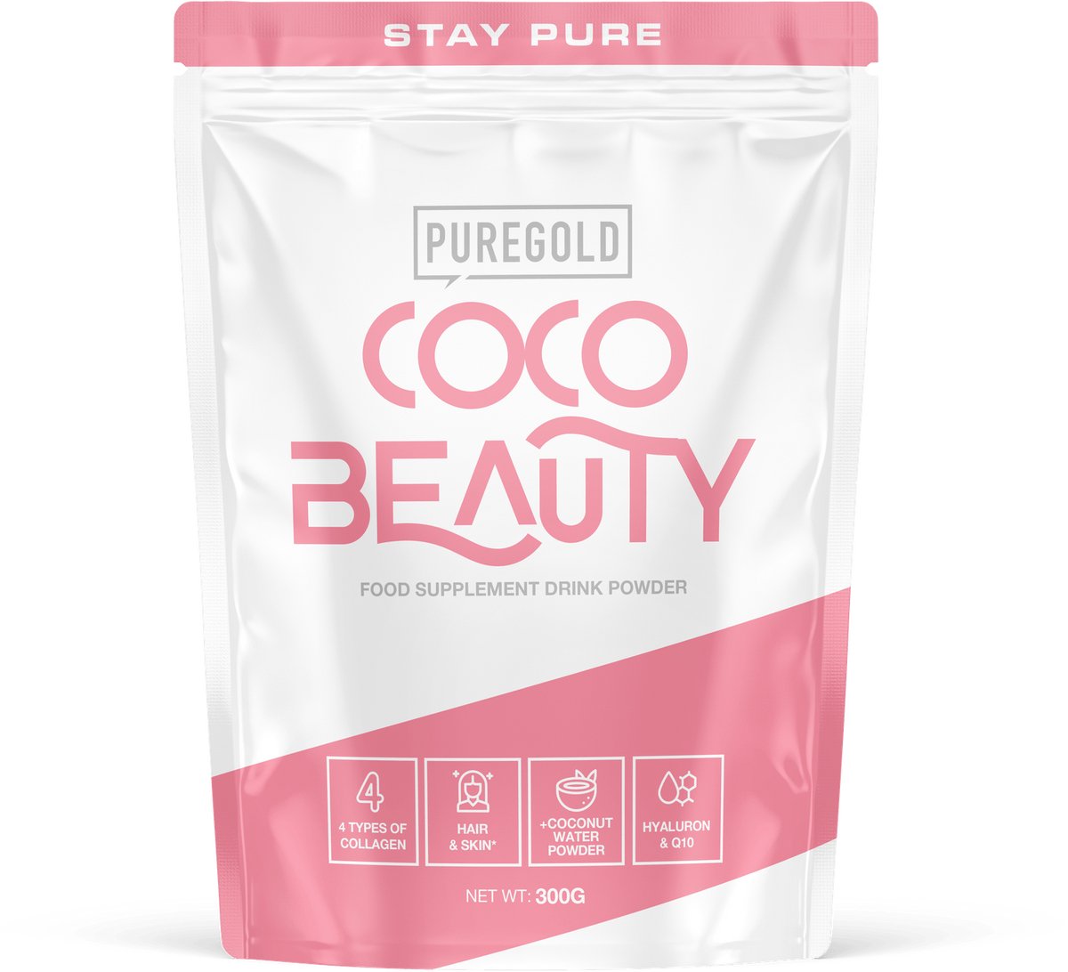 Pure Gold CocoBeauty – Schoonheid Collageen Drank – Framboos – 300g