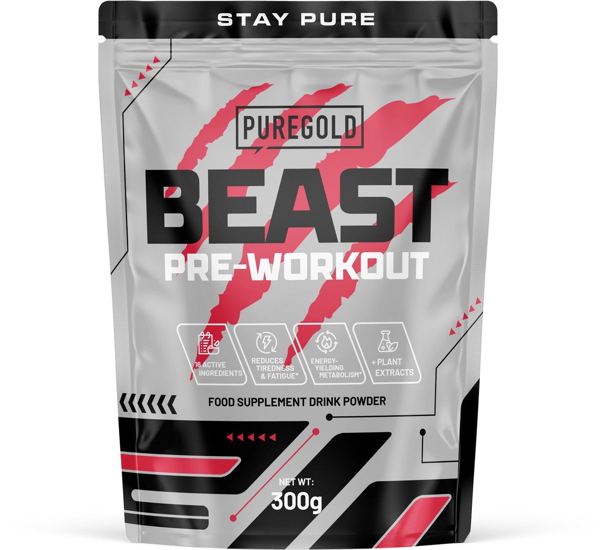 Pure Gold Beast Pre-Workout – Pre-Workout Drank Poeder – Kers – 300g