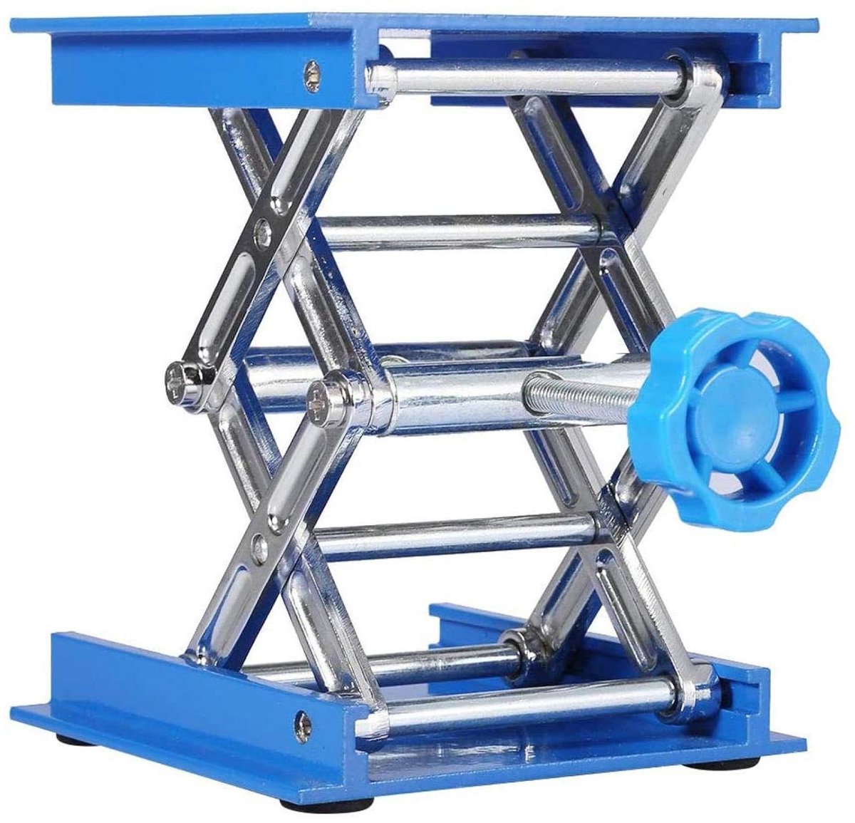 Lab Schaar Lift - Heftafel Laboratorium - Experimenten Ondersteunen - Verstelbare Hoogte - 10x10 cm Platform - Zilver