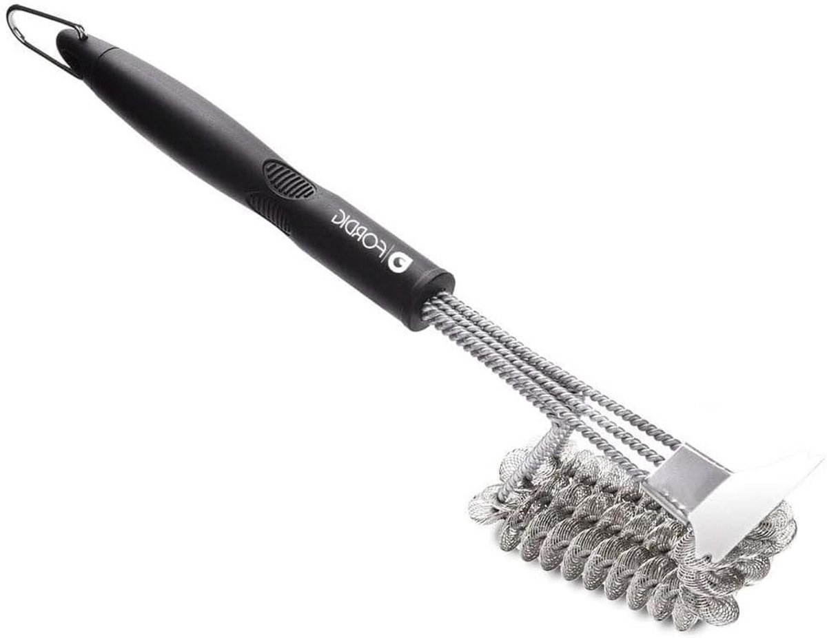 Grill Borstel - Barbecue Schoonmaker - Barbecue Reinigen - Met Schraper - 43 cm - Zilver