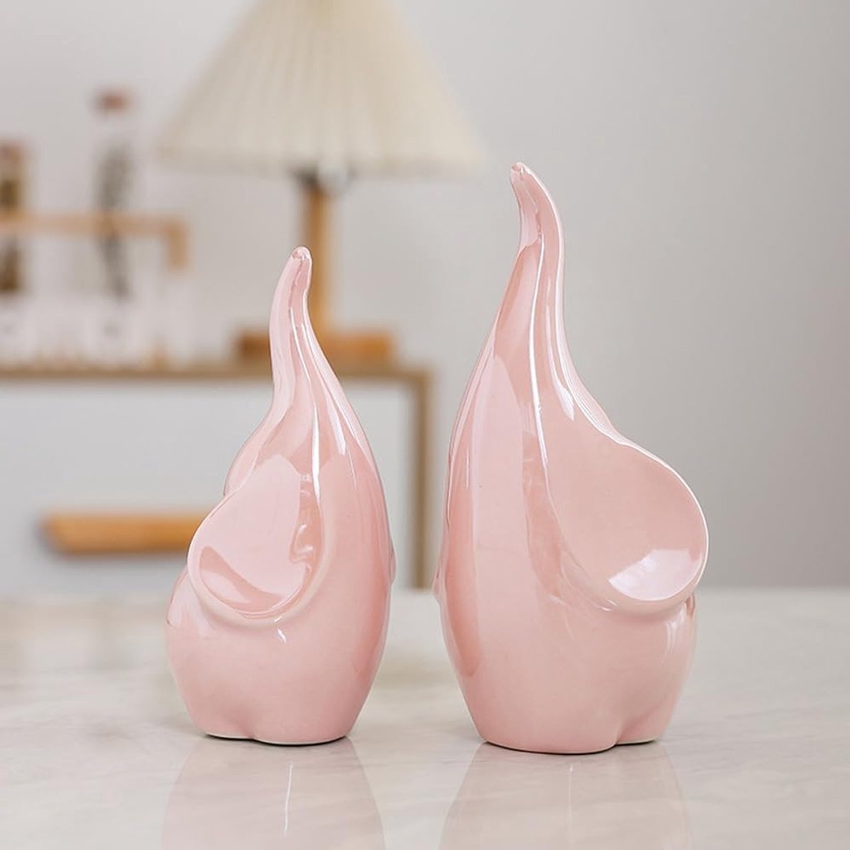 Set van 2 Decoratieve Olifanten Beelden van Porselein, Unieke Accessoires voor Thuis, Perfecte Cadeaus voor Verjaardagen en Feestdagen