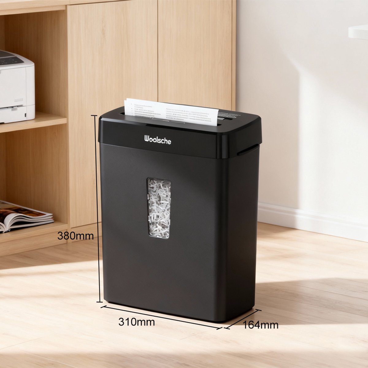Re-purelife® papiervernietiger 8 vellen | documentvernietiger van ABS en kunststof | cross-cut met P-4 veiligheidsniveau | compacte shredder voor thuis en kantoor | zwart 31 x 16 x 38 cm thumbnail 7
