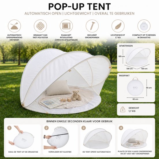 BRD® Outdoor - Pop-up Tent Crème Rond inclusief opbergtas - Kampeertent Camping Strandtent Picknicktent picknick essentials van Merkloos — afbeelding 3