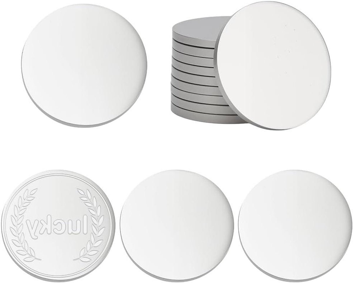 Roestvrijstalen schijven - Metalen plaatjes - Knutselen en graveren - 304 Roestvrij staal - 40 mm diameter - Metaalkleur