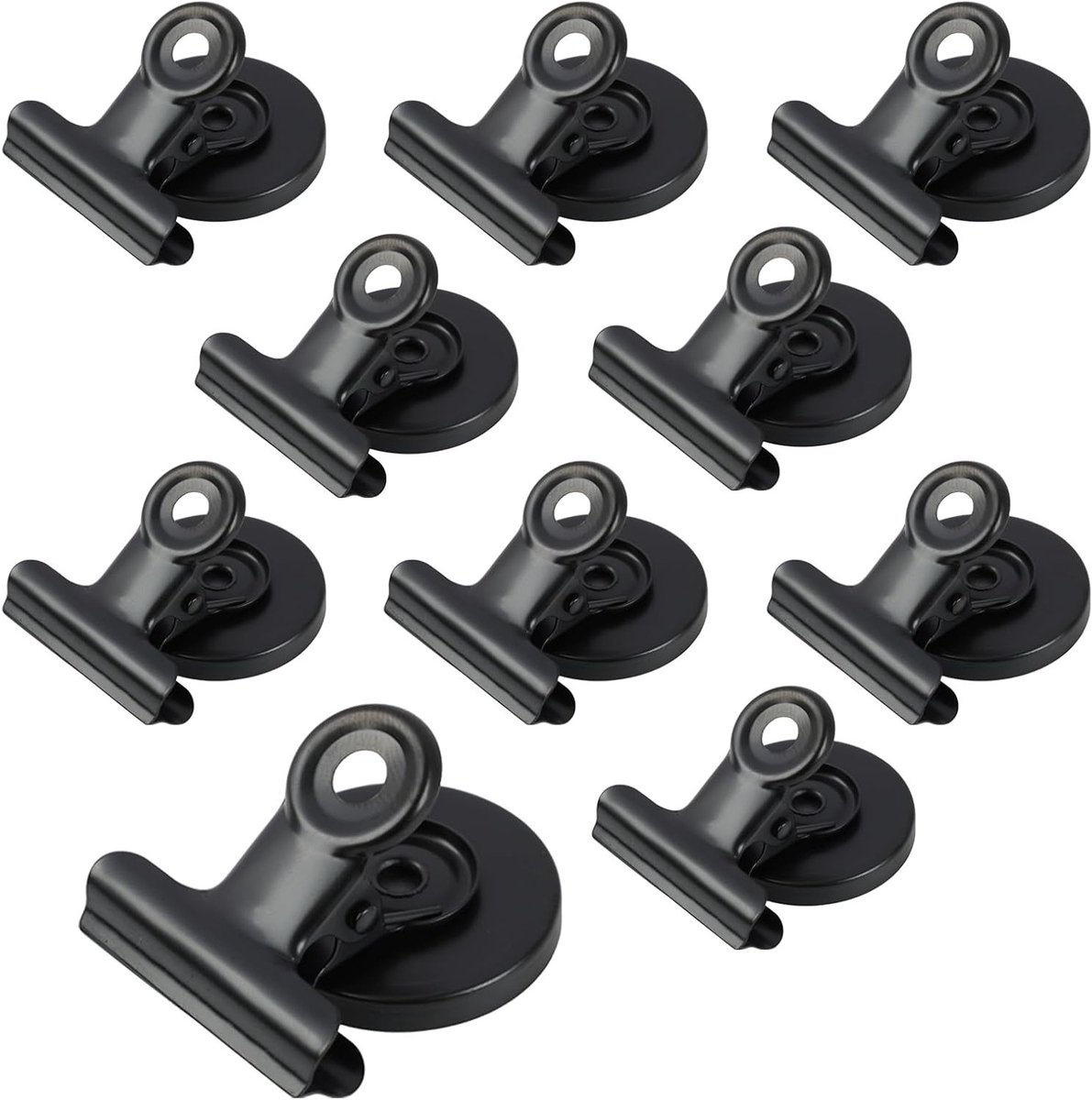 Set van 10 Magnetische Koelkastclips voor het Bevestigen van Foto's, Notities en Postkaarten (Zwart, 31mm)