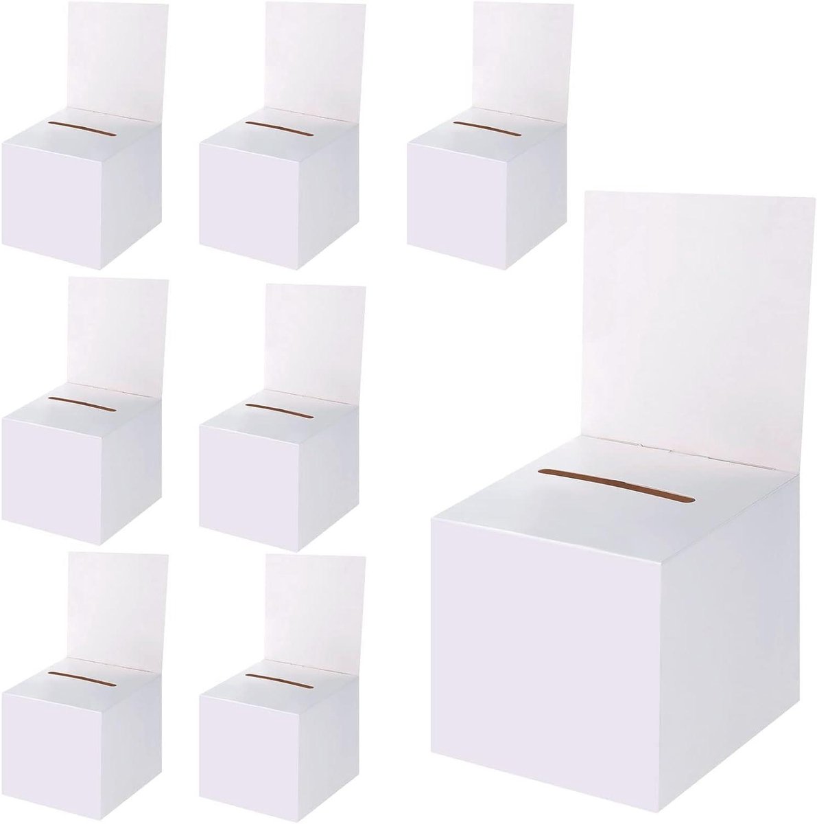 Loterij dozen - Fondsenwerving box - Evenementen organiseren - Eenvoudig te monteren - 8 stuks 6x6 inch - Wit
