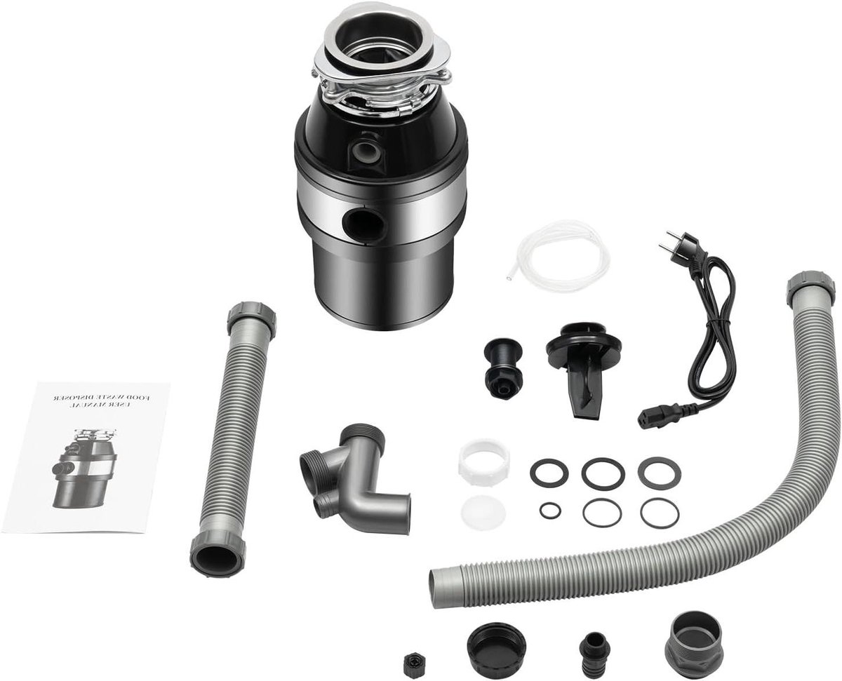 Keukenafvalverwijderaar - Voedselafval vermaler - Keukenhygiëne verbeteren - Stille Krachtige Motor - 14 Liter Inhoud - Zilver