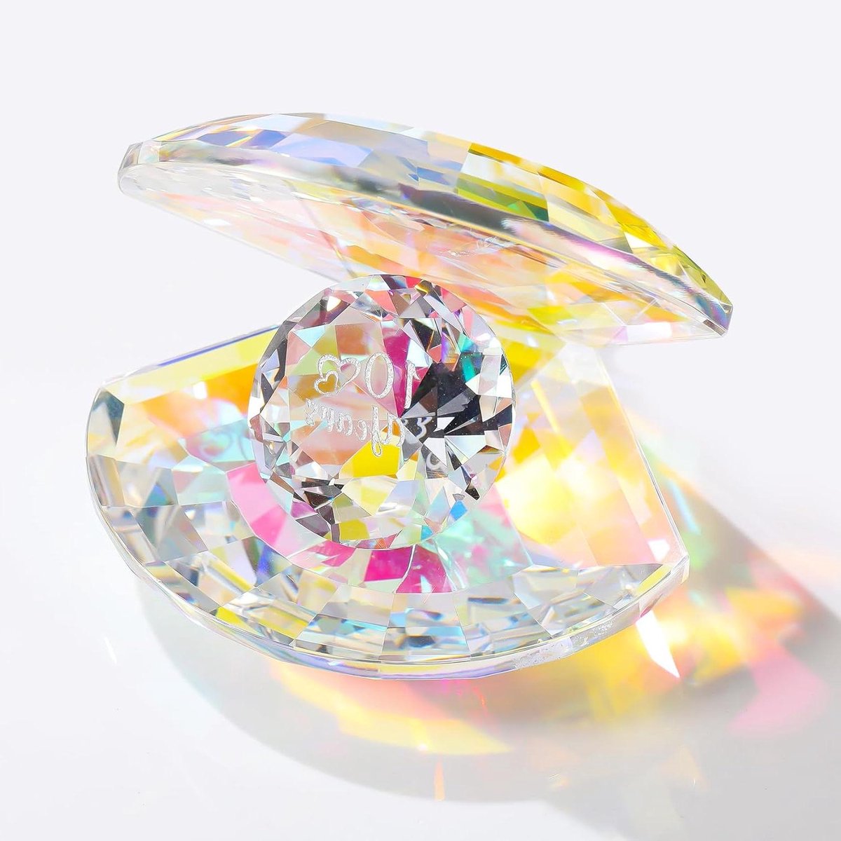Kristallen Schelp - Herdenkingsornament Liefde - Jubileum Vieren - Handgemaakt Geslepen - 9.5x8.2x8 cm - Transparant