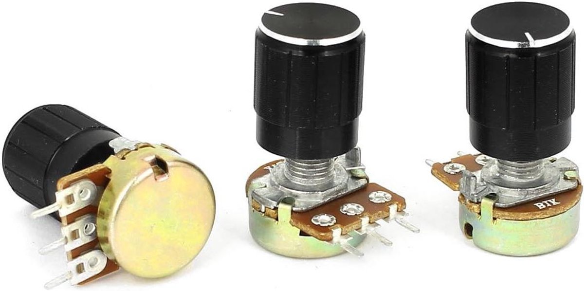 Draaipotentiometer - Variabele weerstand - Elektronica aanpassen - Lineaire instelling - 1 K Ohm - Metaal