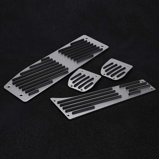 Auto Voetpedalen - Pedaal Covers - Handgeschakelde Transmissie - Antislip Oppervlak - 4 Stuks - Zilver Zwart van Merkloos — afbeelding 4