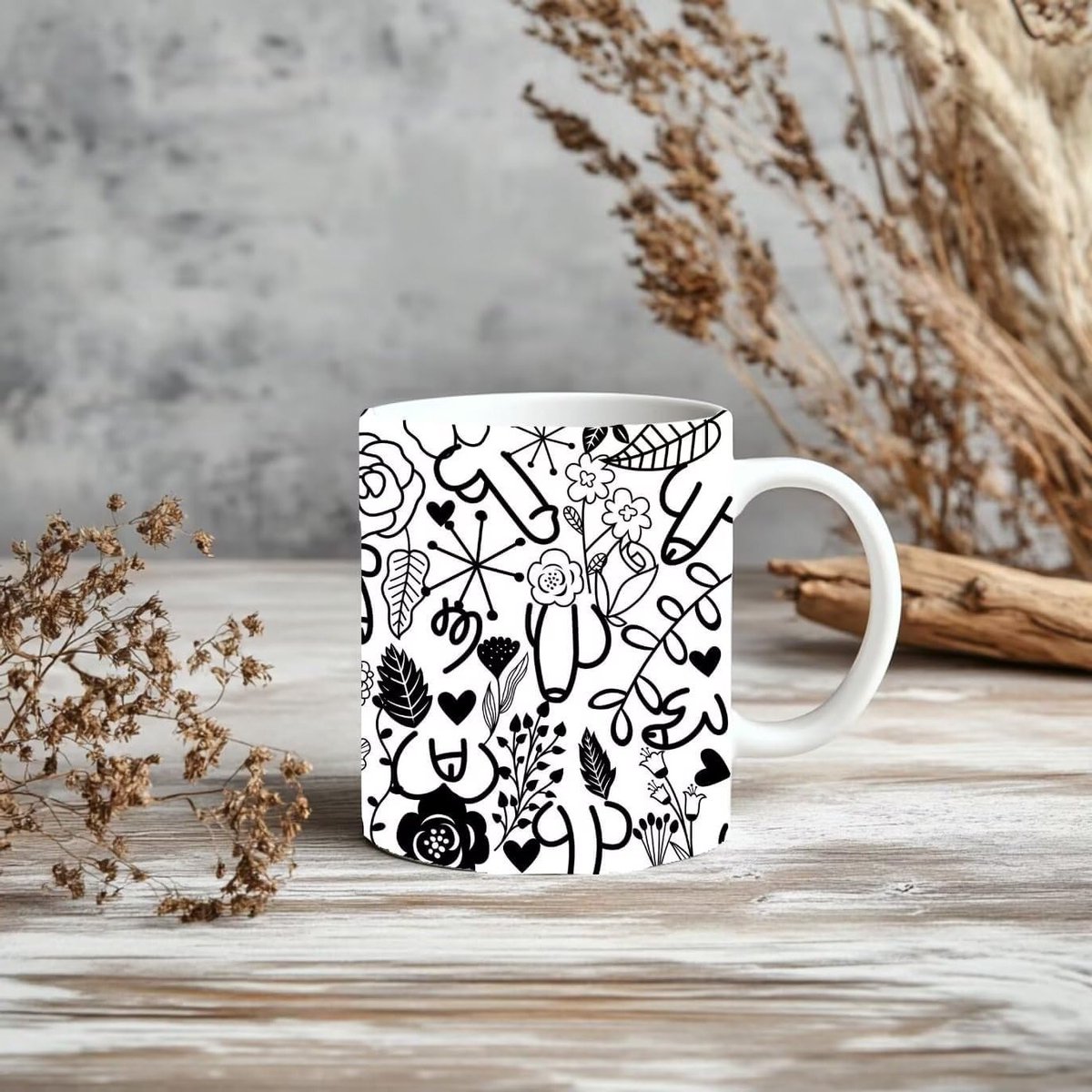 Bloemen Mok met Botanische Kunst voor Verborgen Tuin, Grappig Cadeau voor Volwassenen, 11oz Bloempatroon en Unieke Decoratie.