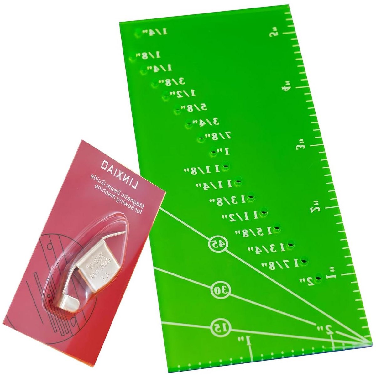 Naad Allowance Liniaal - Magnetische Gids - Precisie Naaien - Verstelbaar Ontwerp - 1524 cm - Groen