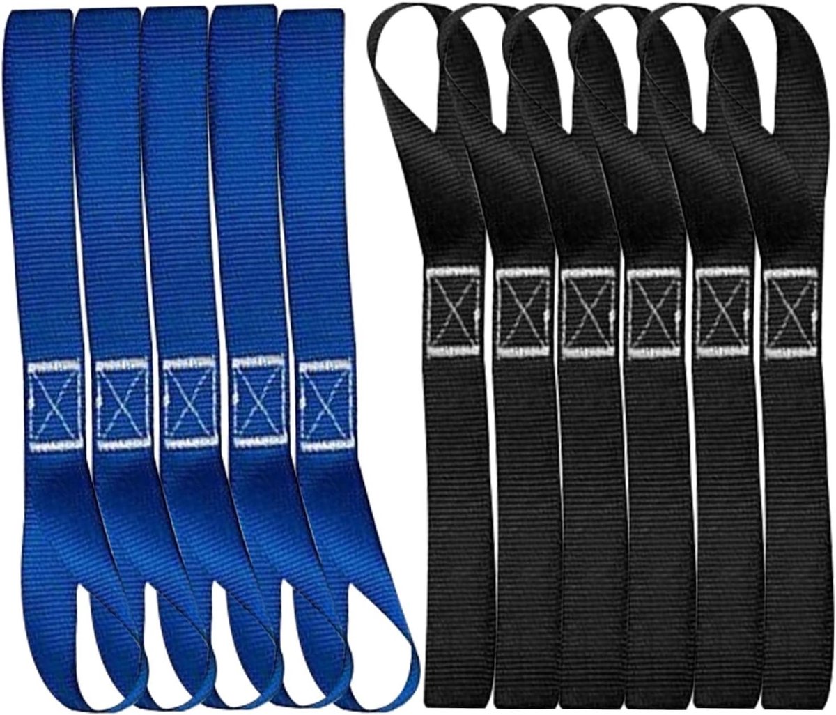12 stuks 45 cm x 25 mm deurbevestigingsringen - bevestigingsriemen - ratelriem - bevestigingsringen voor motorvervoer - laadnet bevestiging - transportriemen
