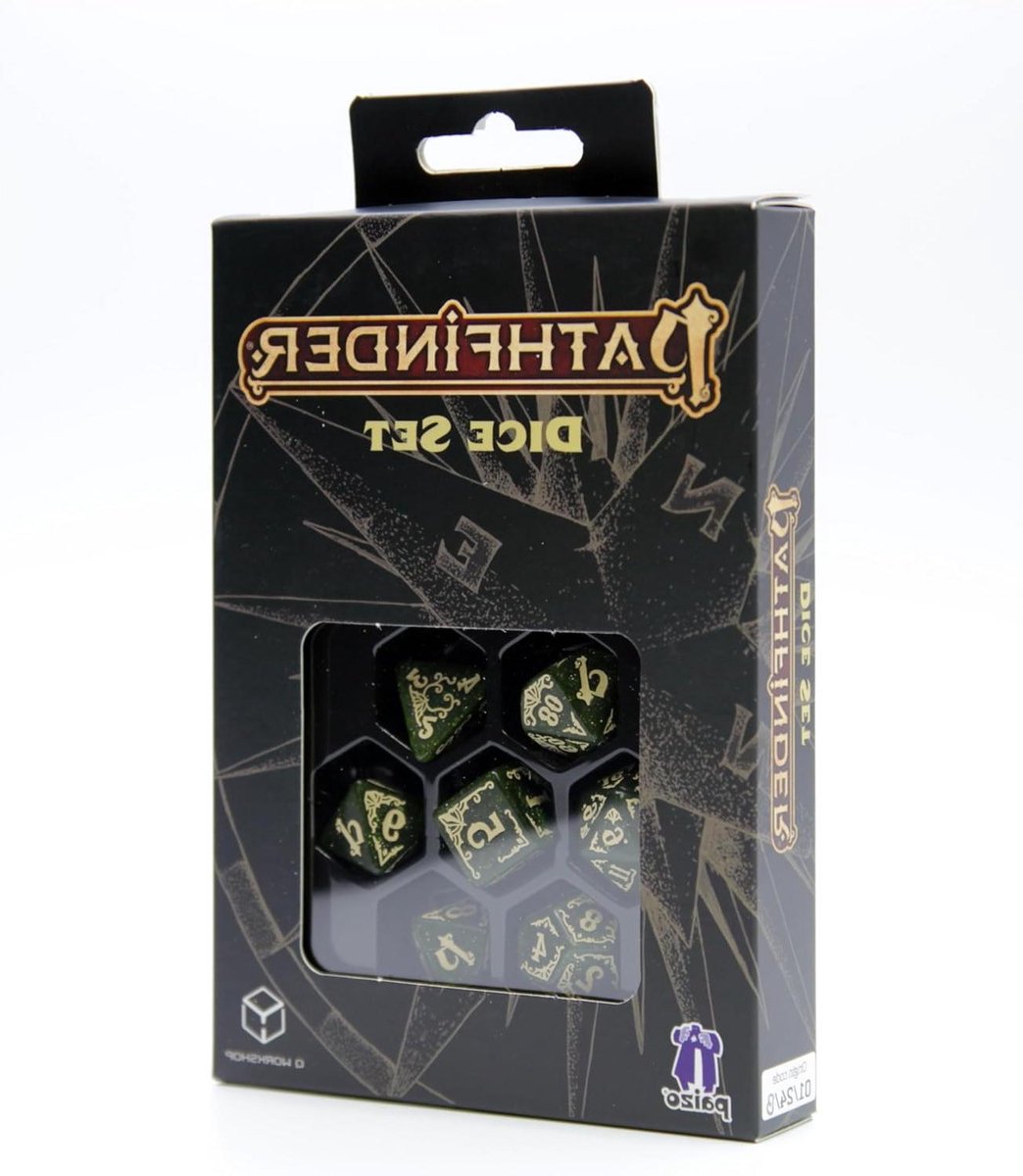 Dobbelstenen Set - RPG Dobbelstenen - Spelavonturen - Glinsterende Groene Achtergrond - 7 Delig - Groen met Beige Cijfers