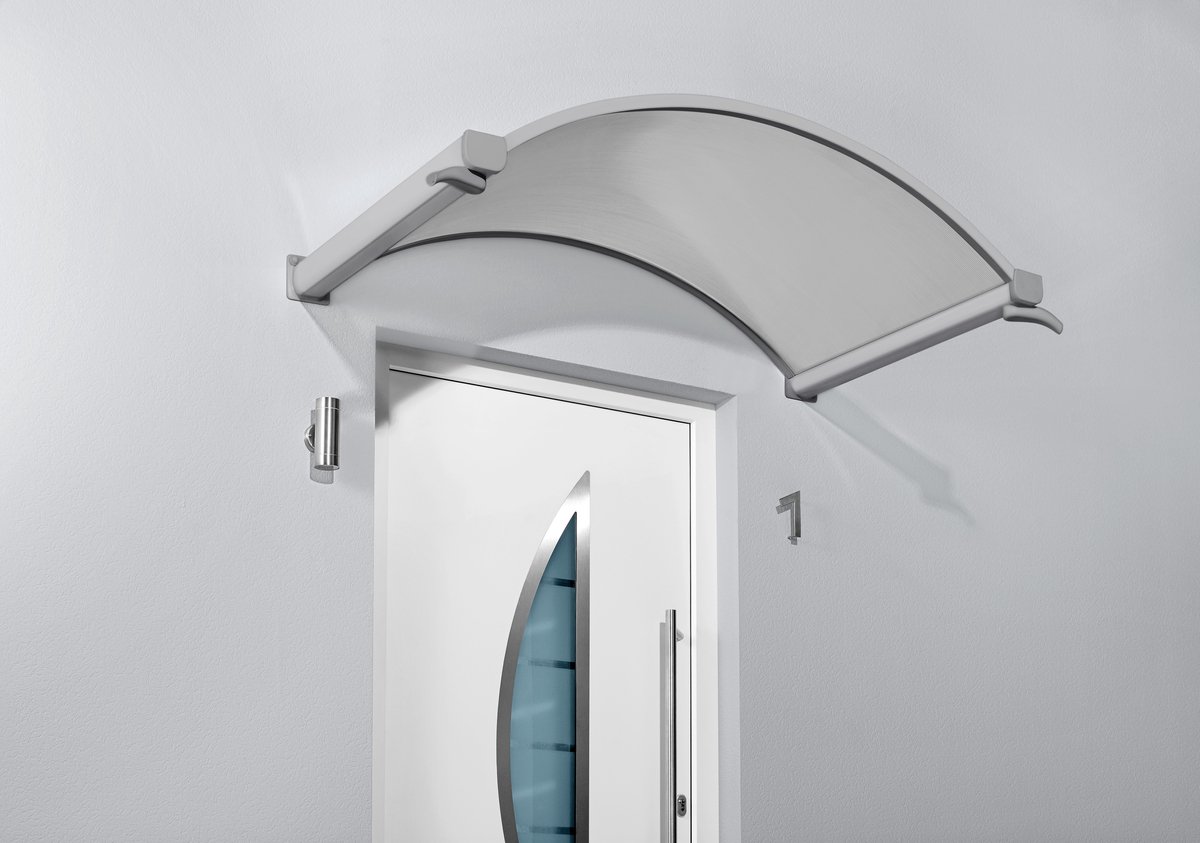 Deurluifel Noordwijk 160 x 90 x 30 cm aluminium rvs optiek - helder polycarbonaat kanaalplaat 6 mm