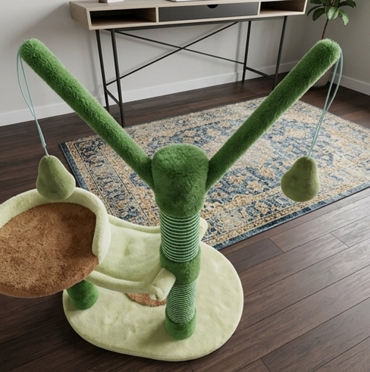 Luxe Houten Kattenboom Krabpaal met Meerdere Niveaus, Pluche Ligplekken, Kattenhuis & Sisal Krabpalen – Stabiele Kattenklimtoren voor Binnenkatten - Ganeey