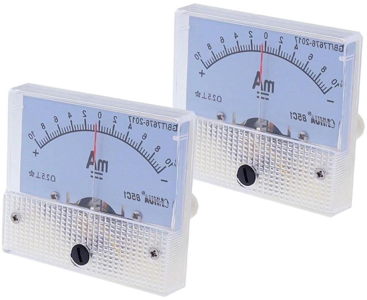 Analoge Ampèremeter - Paneelmeter Stroom - Stroom Meten - Positief Negatief - DC 64x56x60mm - Wit