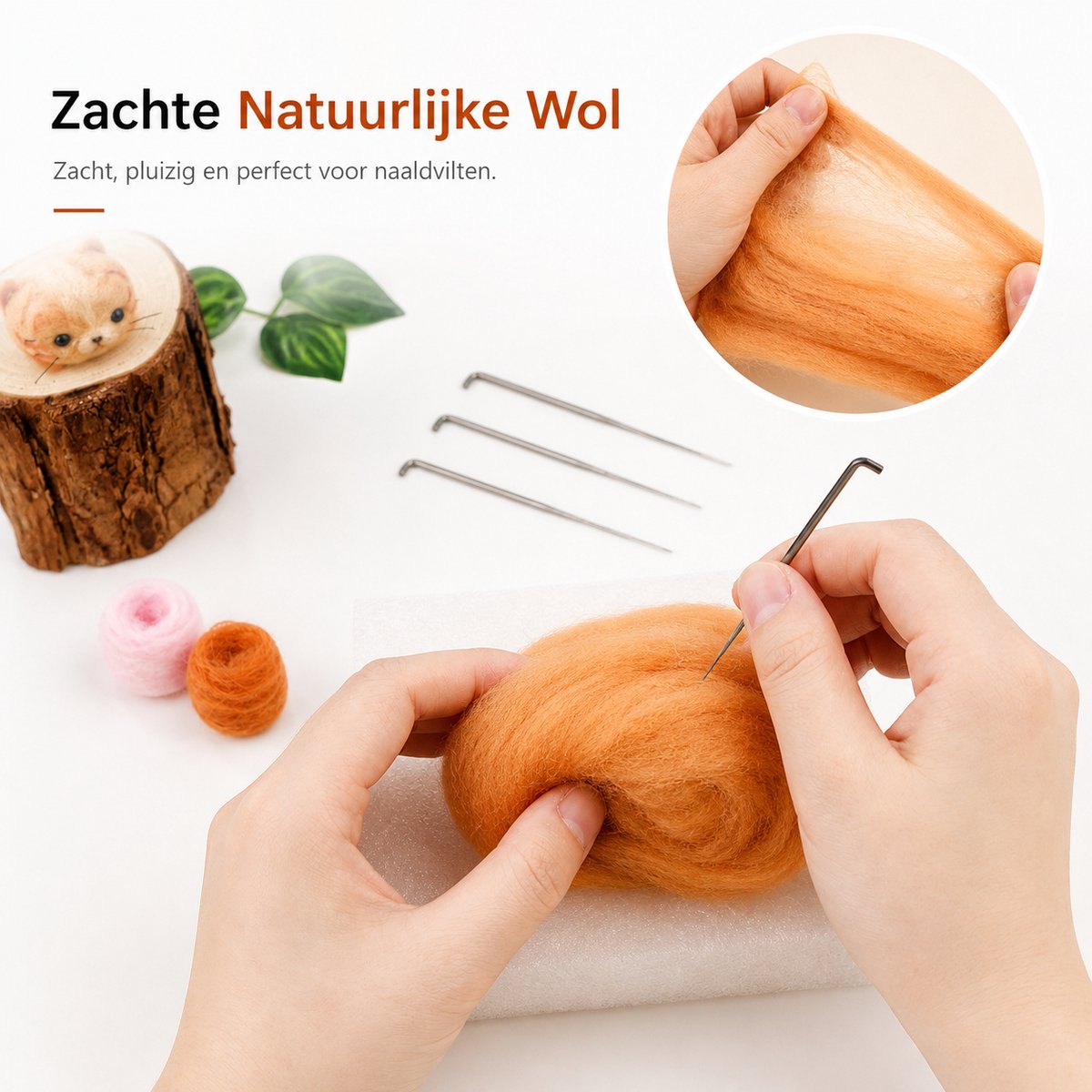 BOTC Naaldvilten - 45-Delig Starterset - Incl. Tools - Needle felting - Pakket - Gekaarde wol - Viltnaalden — afbeelding 6