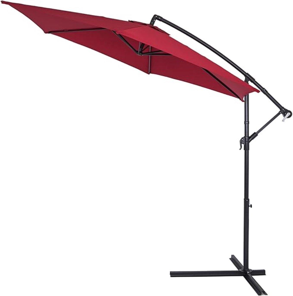 KAD® Zweefparasol met Kruisvoet - Verstelbaar & Kantelbaar - UV-Beschermend - Rood - 300cm x 330cm x 240cm