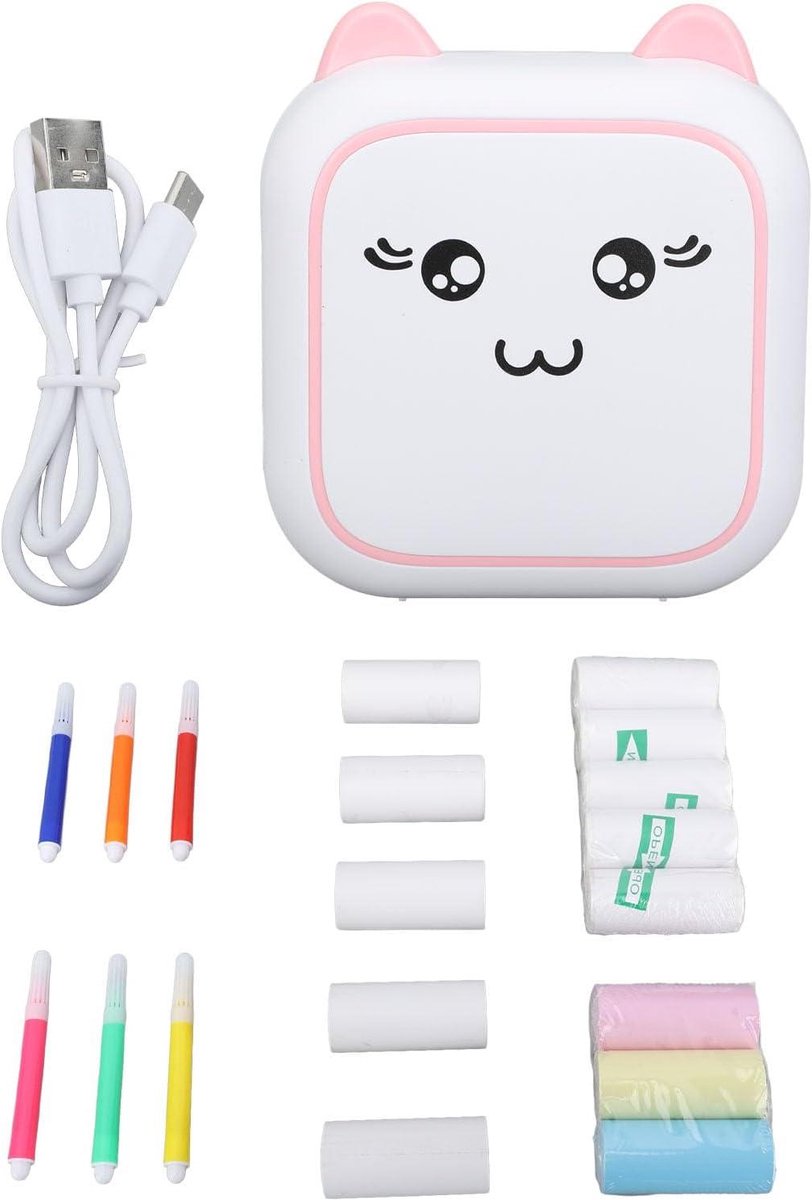 Mini Zakprinter - Draagbare Printer - Notities Maken - Inkless Thermisch Printen - Compact Formaat - Roze