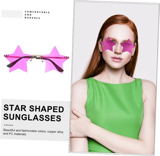Feest Zonnebrillen - Grappige Brillen - Verkleedfeest Accessoires - Stervormig Randloos Design - 5 Paren - Gekleurd — afbeelding 5