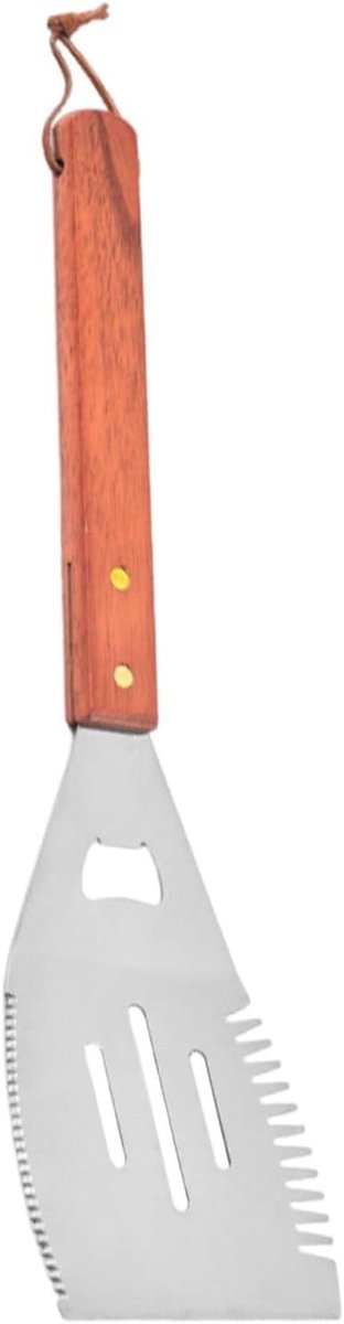 Grill Spatel - Barbecue Hulpmiddel - Buiten Koken - Geïntegreerde Flesopener - 39 cm - Zilver