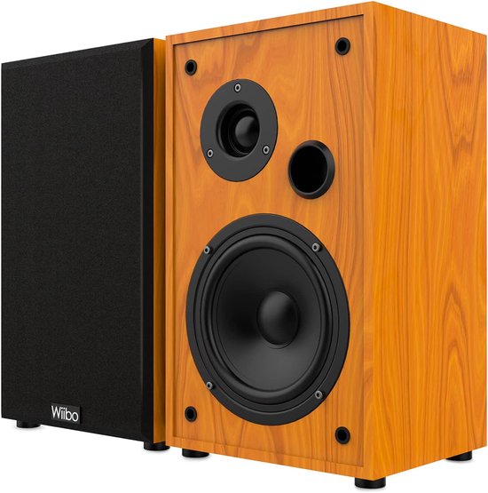Hifi Luidsprekers - Boekenplank set - Muziek Luisteren - Diep Geluid - 22.5 x 18.5 x 30cm - Walnoot — afbeelding 2