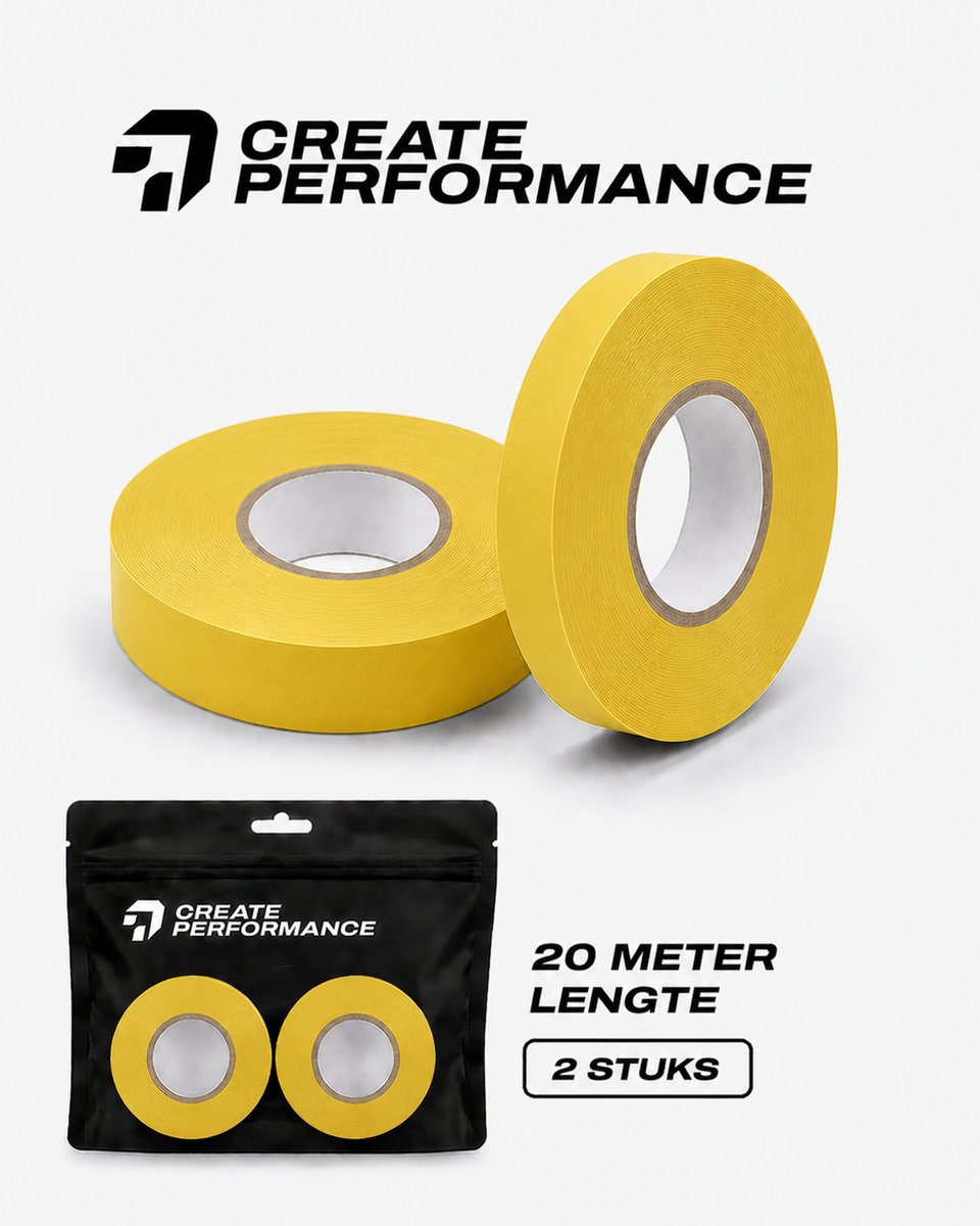CREATE PERFORMANCE Voetbal Sokkentape - Sporttape - Geel - 2 Stuks - Inclusief Tape Tasje