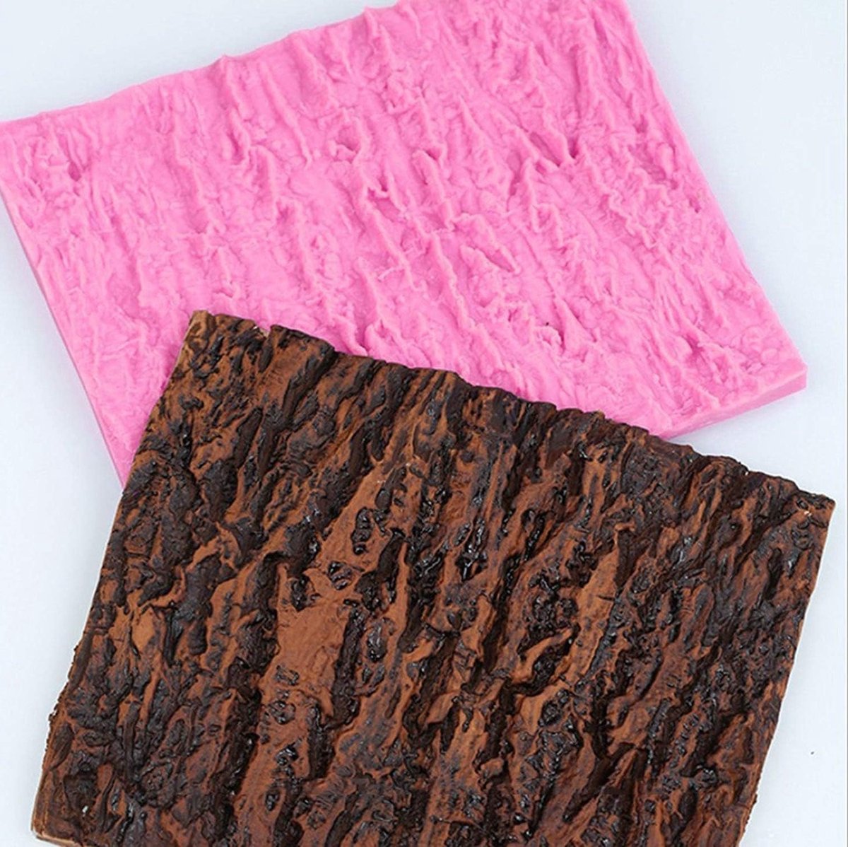 Rechthoekige cakevorm met schorsstructuur, anti-aanbaklaag, ideaal voor brood en fondant, 15 x 18 x 1 cm