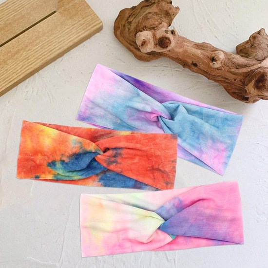 Brede Elastische Zachte Haarbanden voor Dames - 3 Stuks Zomer Boho Haaraccessoires met Tie Dye Print, Ideaal voor Yoga en Casual Gebruik van Under Armour — afbeelding 3
