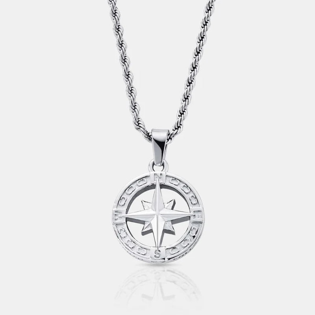 Thomasiny True North Hanger – Heren Ketting – Kompas – Zilver – RVS – Inclusief Ketting