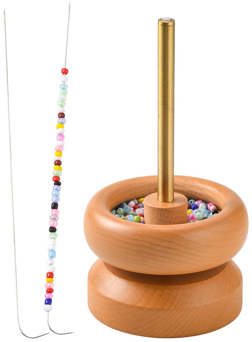 Daity Handgemaakte kralenspinner — Draagbaar kralengereedschap — Kralendraaischijf — Inclusief 2 kralennaalden — Garenorganizer — Ideaal voor het maken van armbanden en kettingen