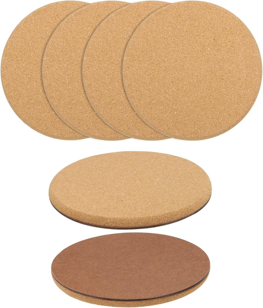 Cork Plant Coasters 10.5cm - 4 Pcs Absorbent Thicken Cork Mats voor Indoor Plants - Outdoor Flower Pots en Drinks DIY Crafts