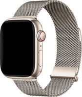 Premium Milanees bandje - Geschikt voor Apple Watch 1, 2, 3, 4, 5, 6, 7, 8, 9, 10, 11, SE, Ultra (2 / 3) - 44/45/46/49 mm - Starlight