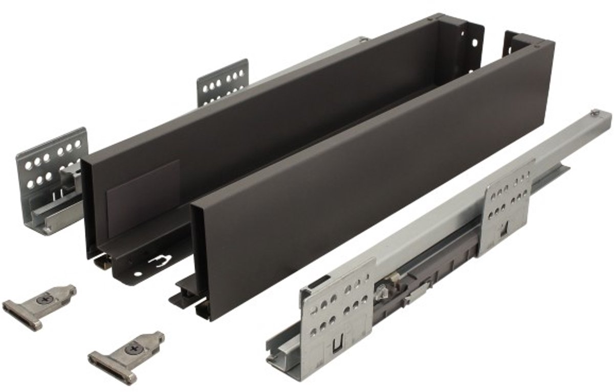 Gamet S-BOX Serie - Antraciet Lade - 500mm - Volledig Uittrekbaar - Zachte Sluiting