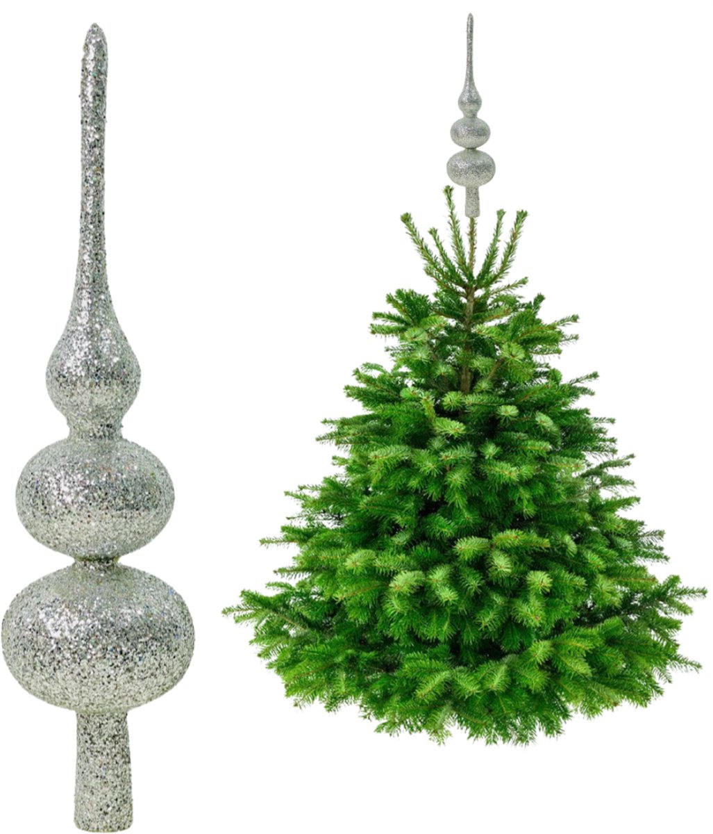 Inspiruj - Kerstboomtopper - Zilver - Glanzend - 34 cm