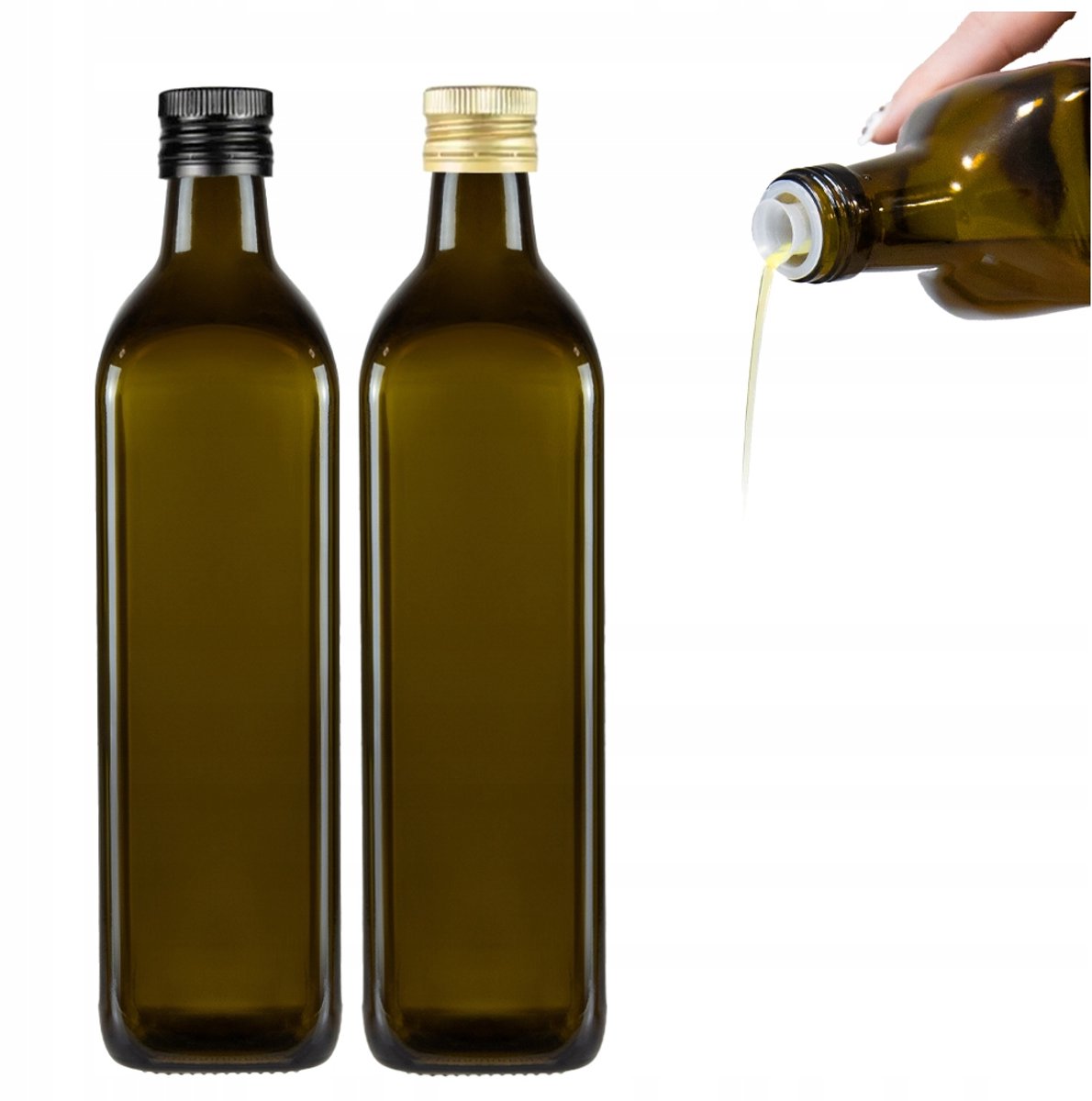 Bimberek Marasca - Olieflessen - 750ml - Olijfgroen - Kwadratisch - Doosvormig