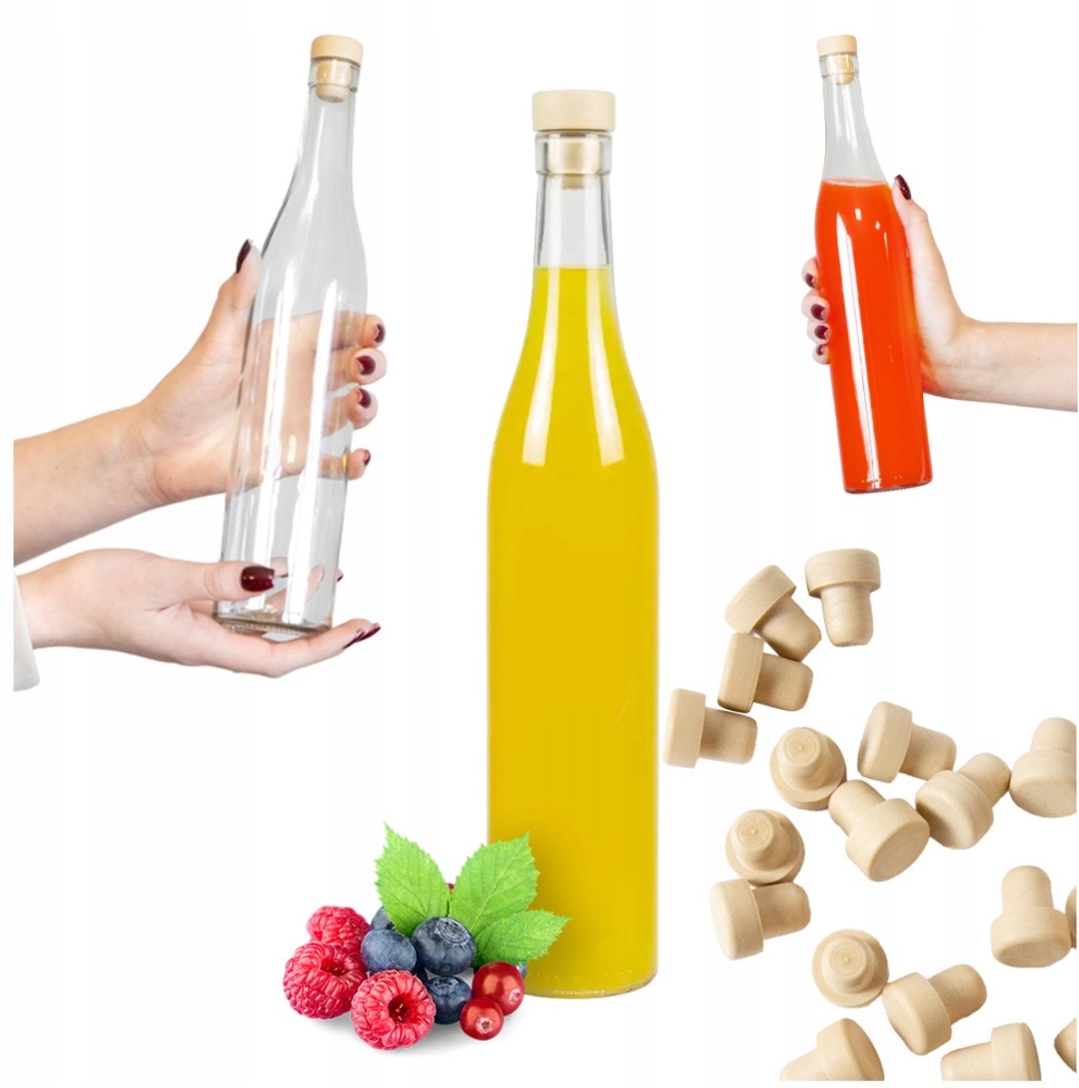 Bimberek Rosa Serie - Glazen Fles - 500ml - Kurk - Decoratief
