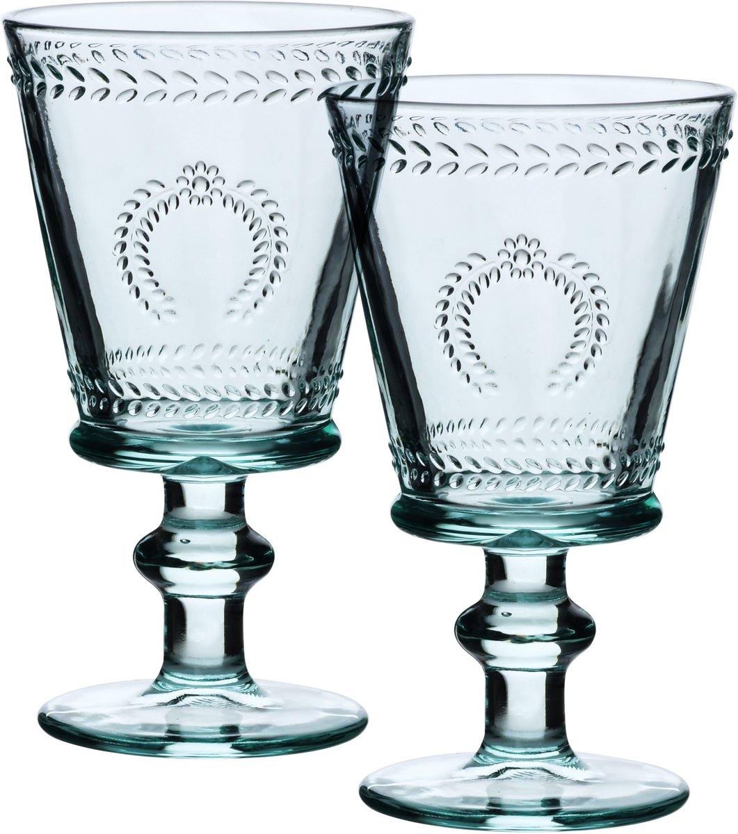 Set van 2 elegante wijnglazen - 280 ml - lichtgroen/turqouise - hoge volumekorting