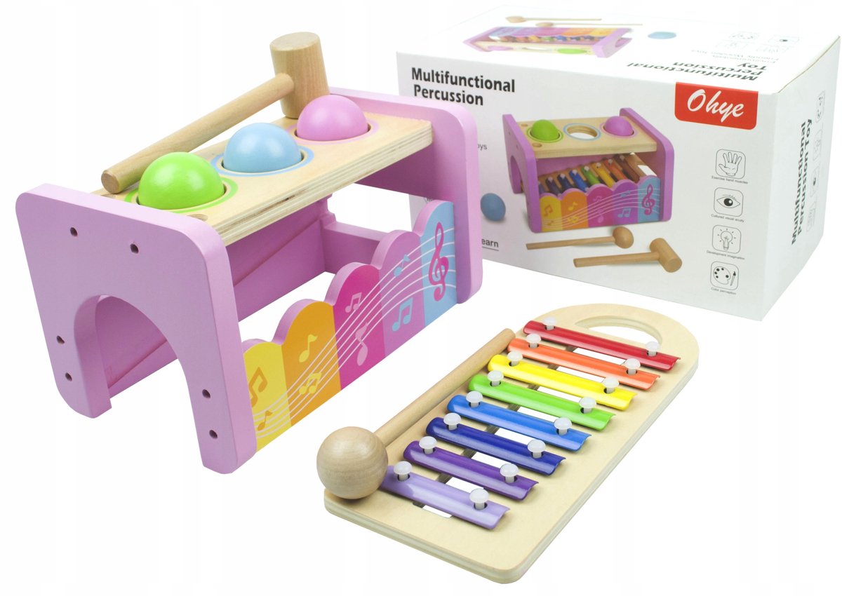 LandToys - Sensorische Speelgoed Xylofoonset - Houten - Roze - Kinderen