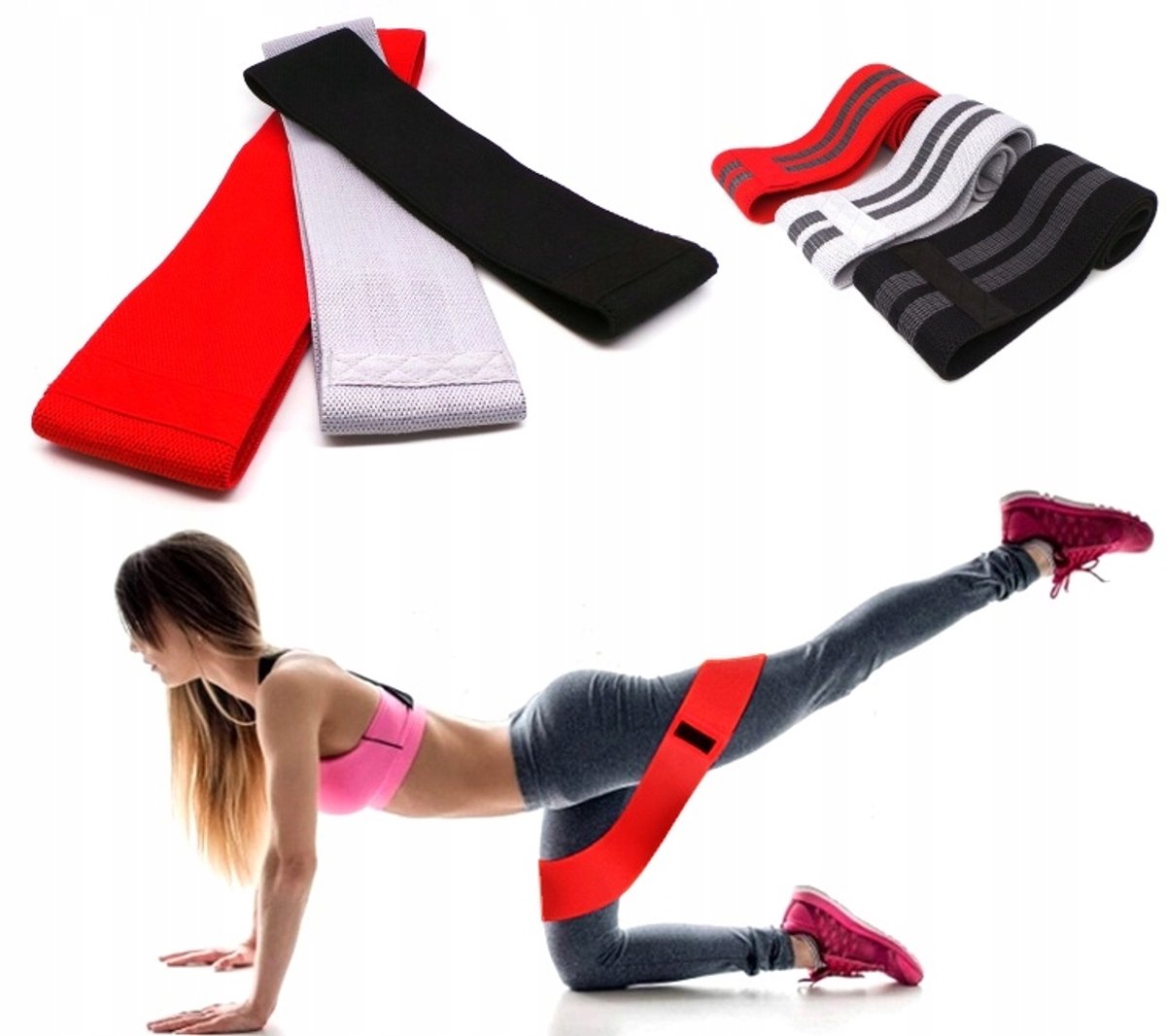 Tojato - Zest van 3 Weerstandsbanden - Rood - Zwart - Grijs