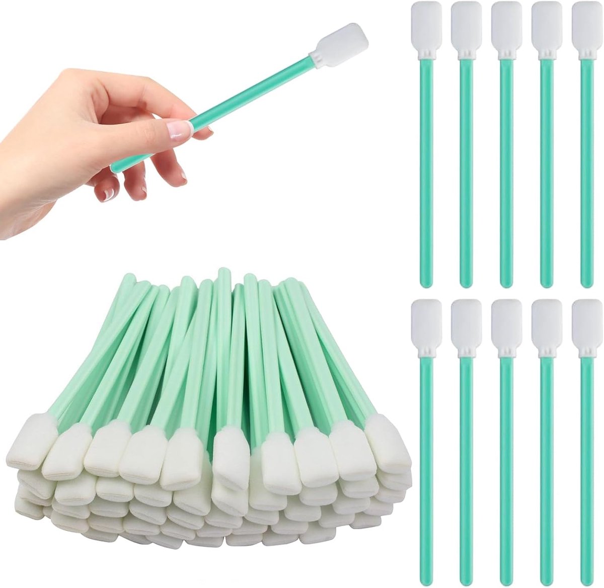 50 Pcs Sterile Swabs - Lint-Free Cleaning Rods - Polyester Cleaning Sticks voor Camera en Inkjet Printers - Optische Smear