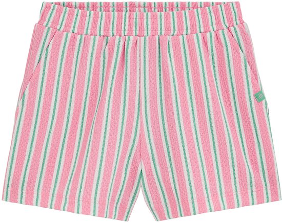 WE Fashion Meisjes relaxed fit gestreepte short met structuur