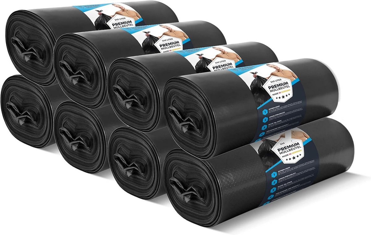 Extra Sterke Vuilniszakken 240 Liter XL - Zware Kwaliteit en Scheurbestendig op Rol